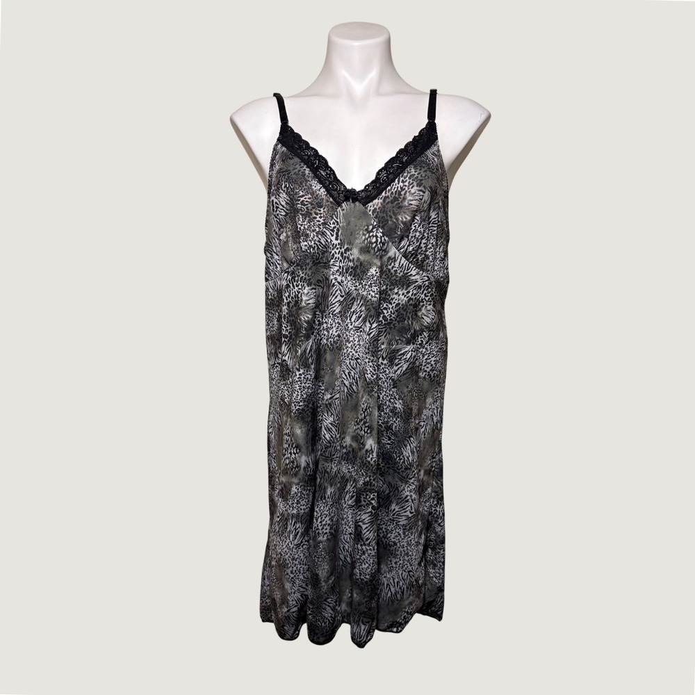 Y2K Tracy Animal Print Chemise Dress Scene Leopard Zebra Lace #15